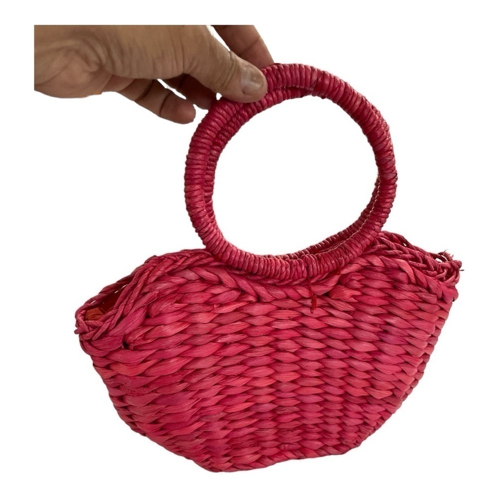 Vtg Mossimo Pink straw handbag / purse / mini
bag. Woven from natural Straw. - Picture 4 of 11